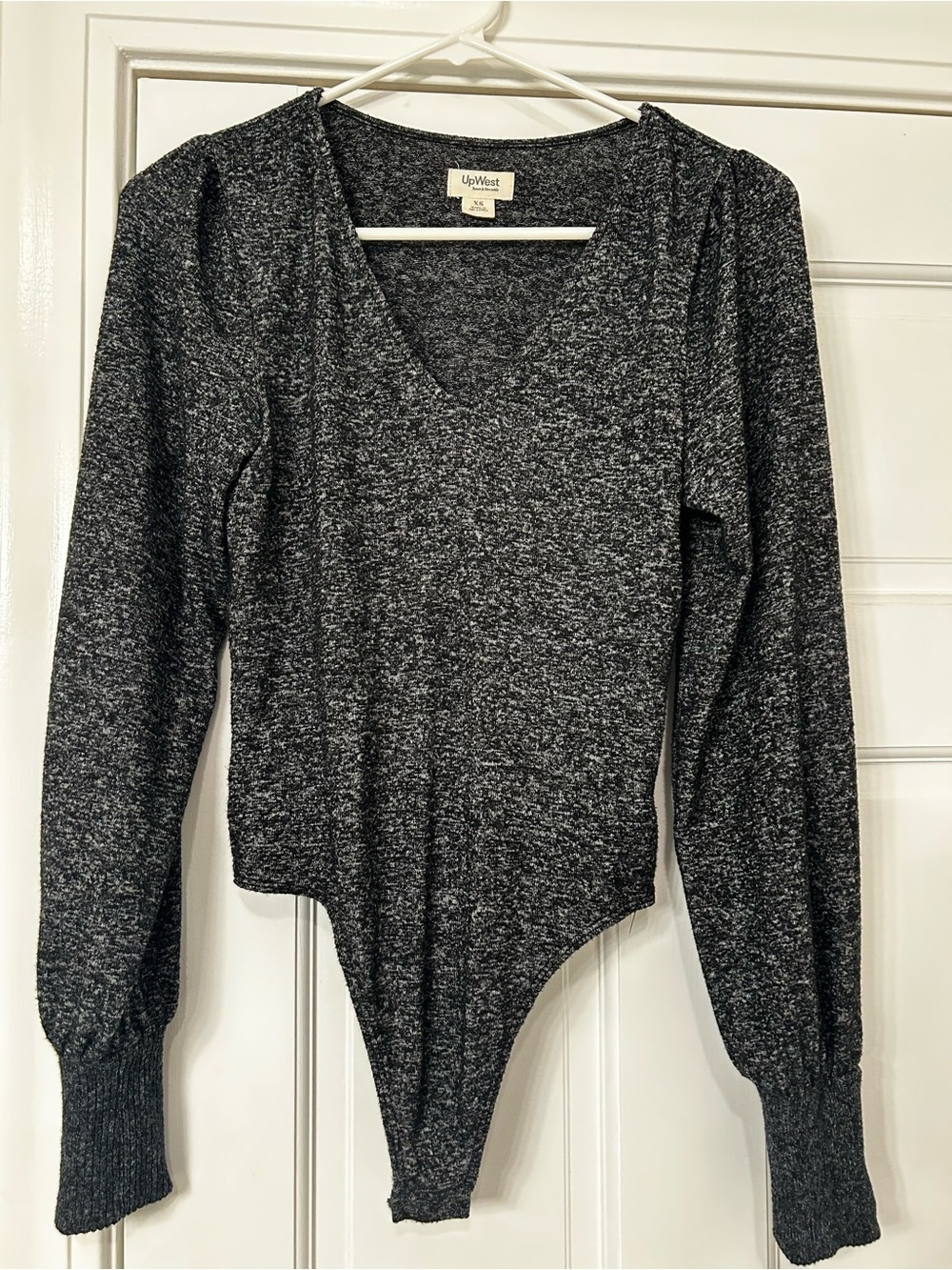 UpWest Women's Charcoal Heather V-Neck Long Sleeve Bodysuit